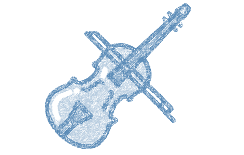 An icon of a stringed instrument. In Paradim's blue and white combination.