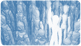 A successor who takes ownership of the work. From the crowd, the person responsible for the role stands out with a raised hand. Illustration in blue and white colour combination.